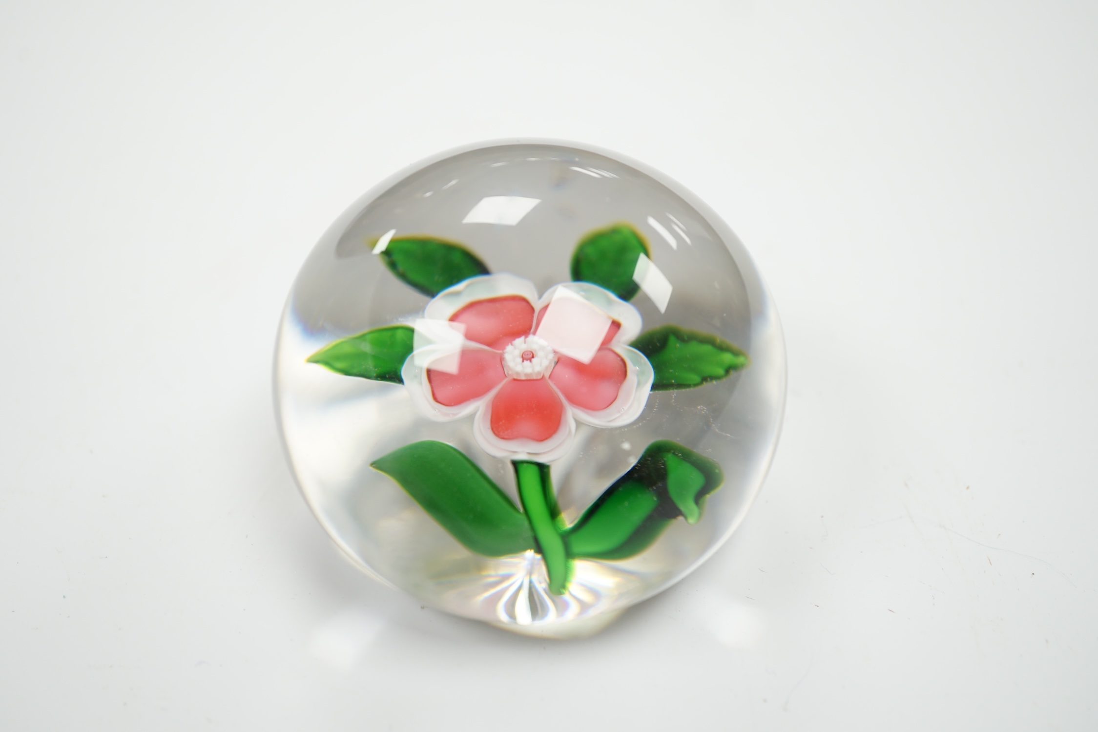 A Baccarat glass dog-rose paperweight, 6cm in diameter